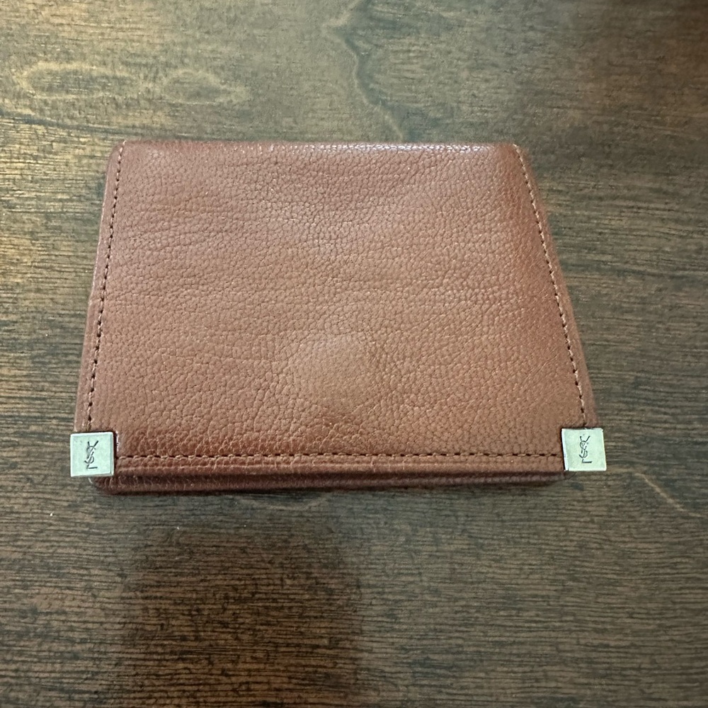Yves Saint Laurent Brown Leather Change Purse - authentic - vintage